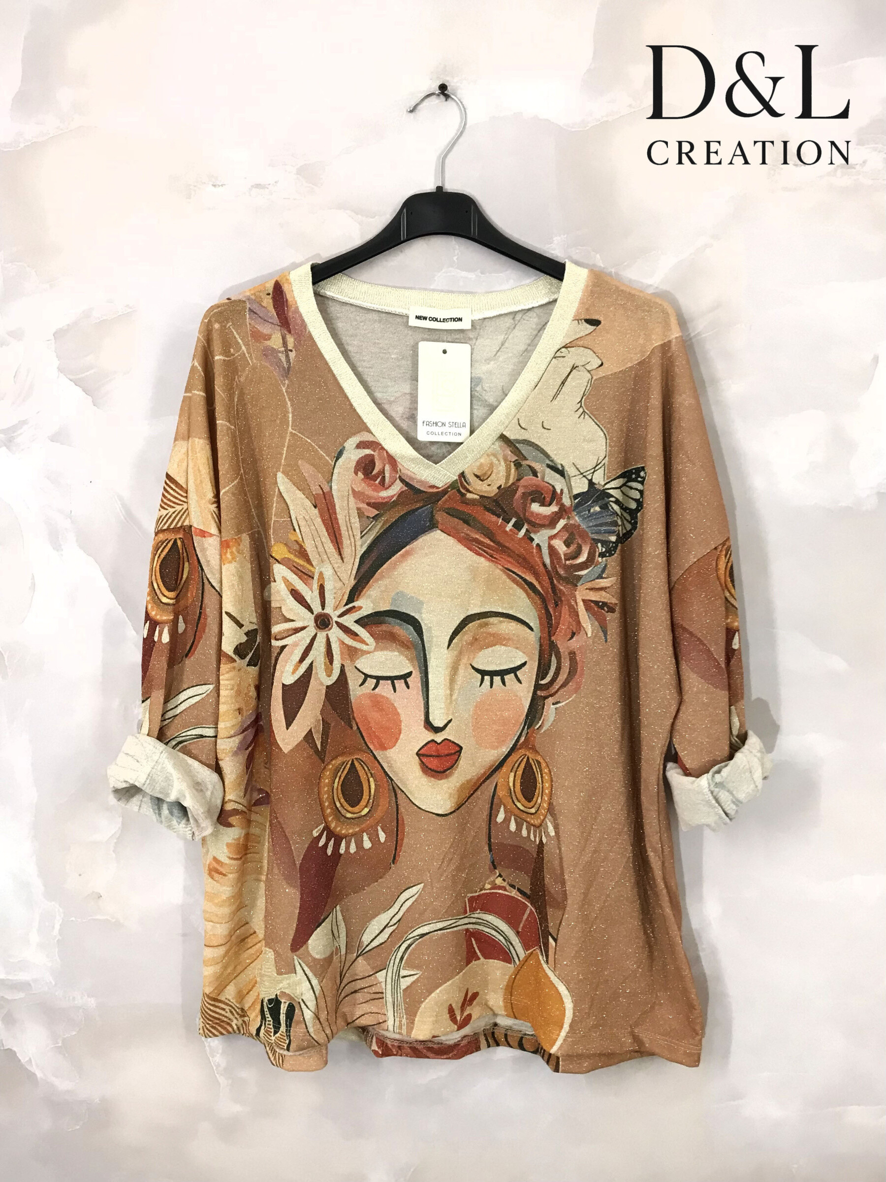 Mayorista D&L CREATION - Túnica estampada con escote en V talla 38 a 50