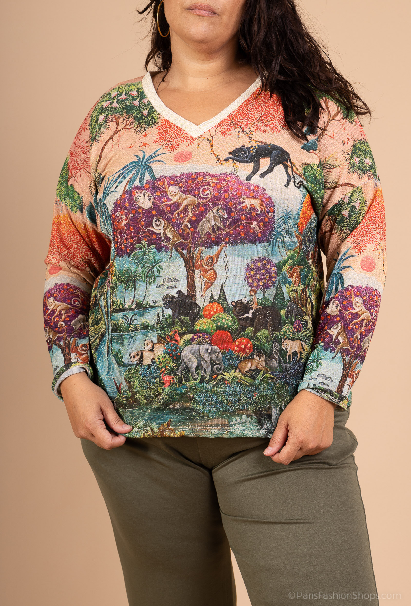 Mayorista D&L CREATION - Túnica estampada con escote en V talla 38 a 50