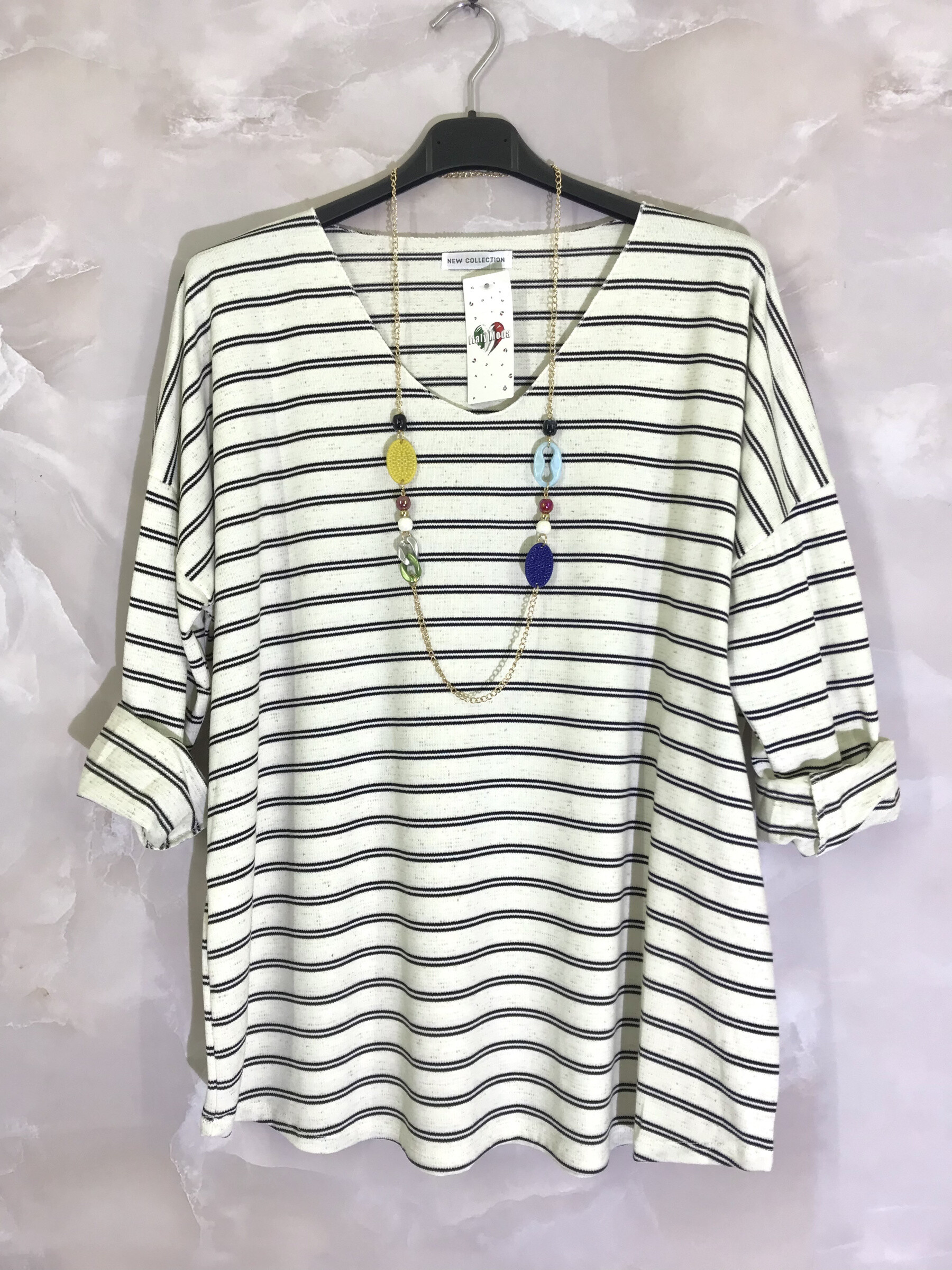 Grossiste D&L CREATION - Marinière en col V avec collier