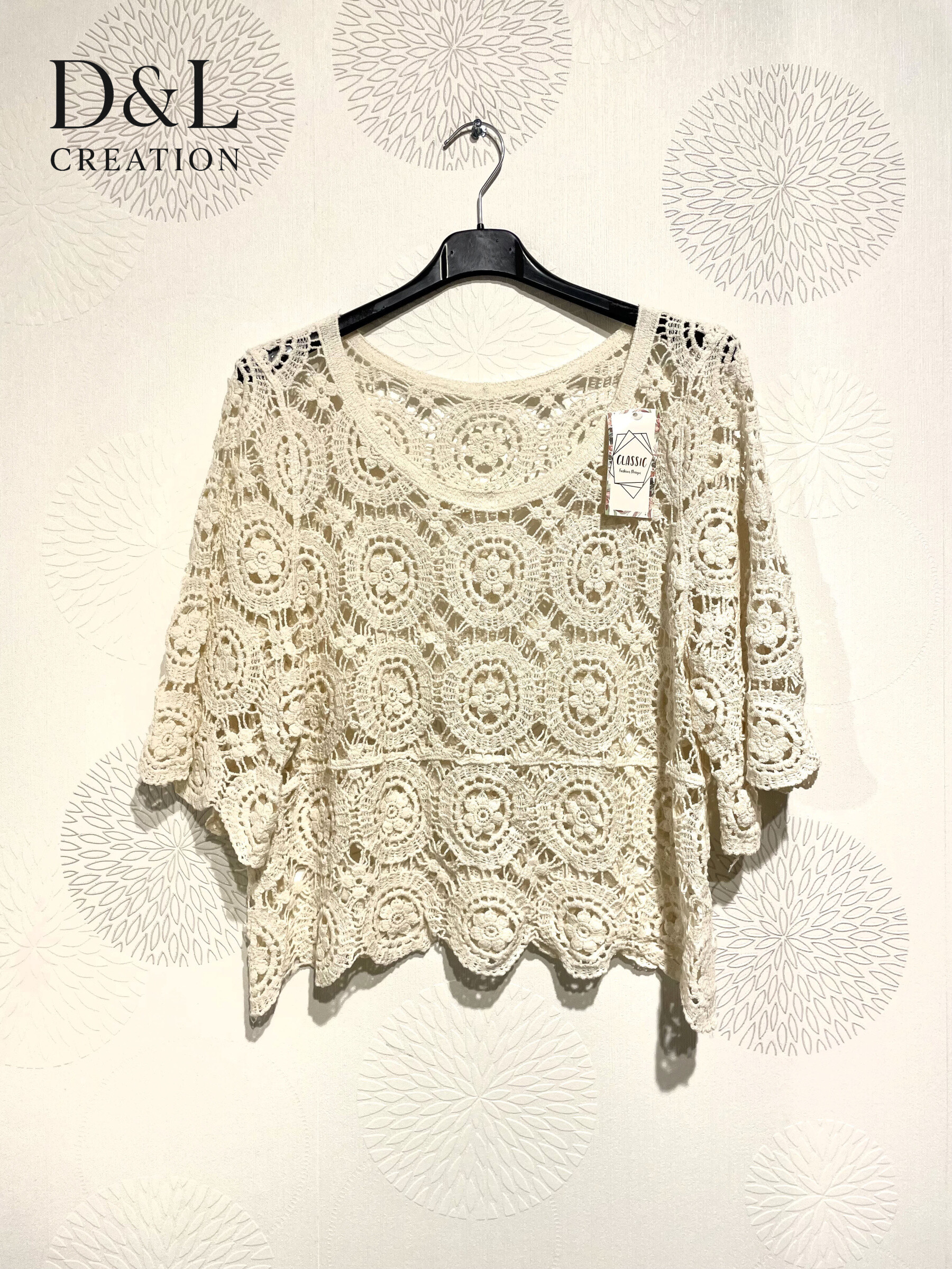 Grossiste D&L CREATION - Tunique courte broderie losanges T36 à T42