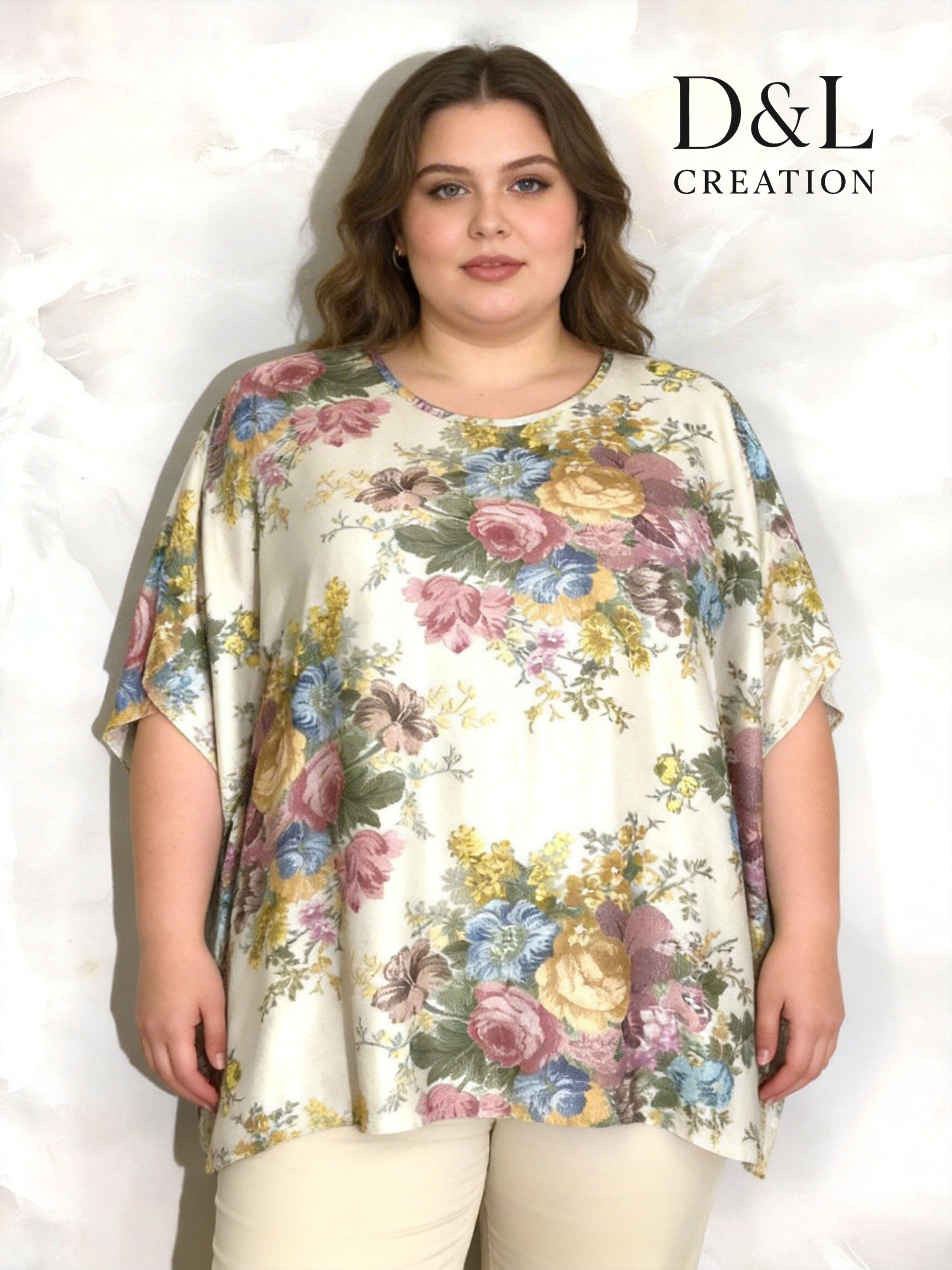 Grossiste D&L CREATION - Tunique grande taille imprimée fleuri T50 à T66+
