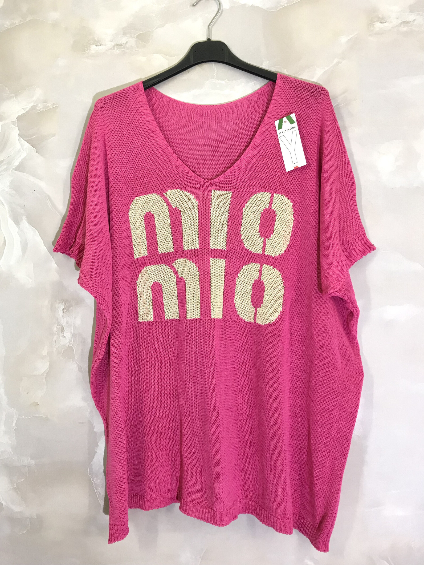 Wholesaler D&L Creation - O open -collar tunic in V -neck with mio letters