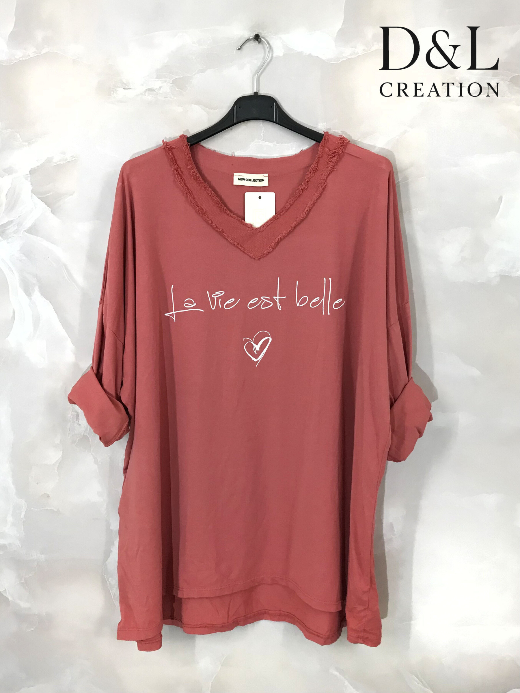 Mayorista D&L CREATION - Túnica de algodón la vida es bella talla 38 a 54