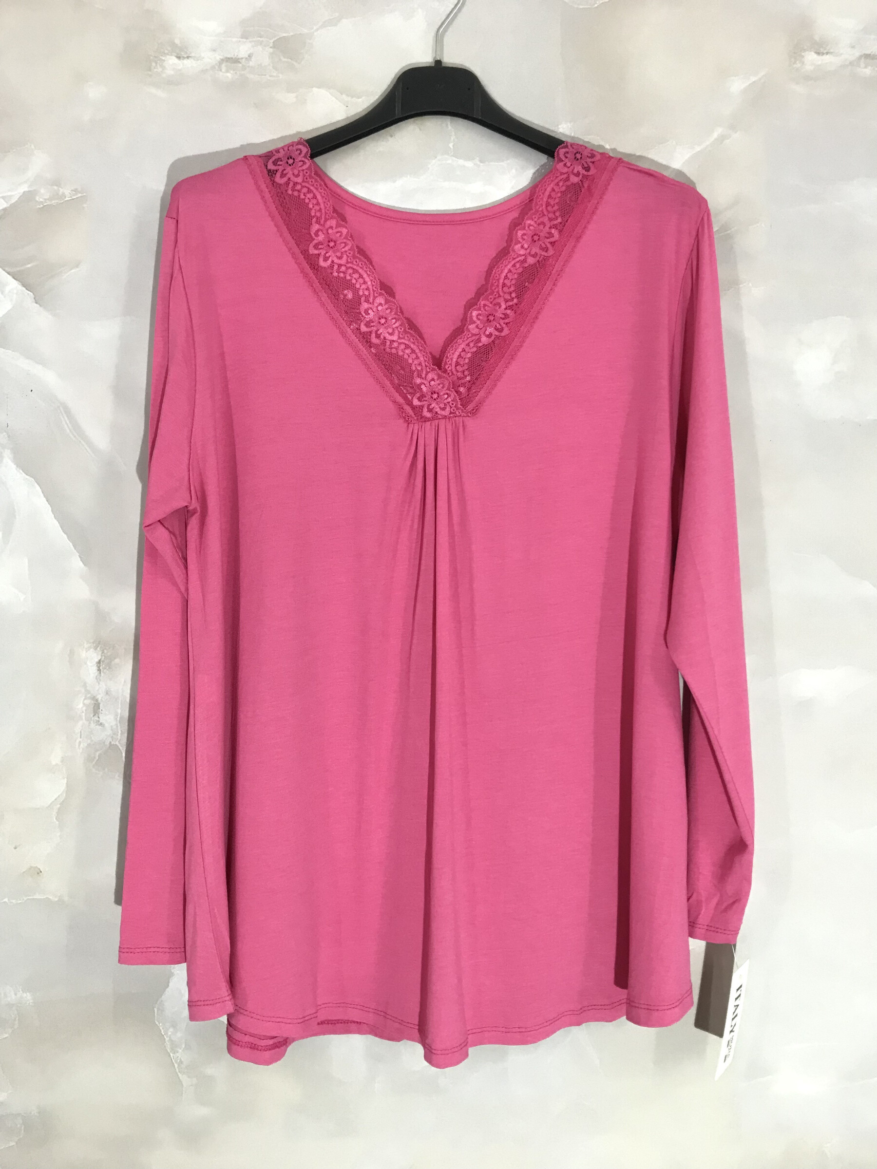 Grossista D&L Creation - Top -Long -Collar Maniche V con pizzo