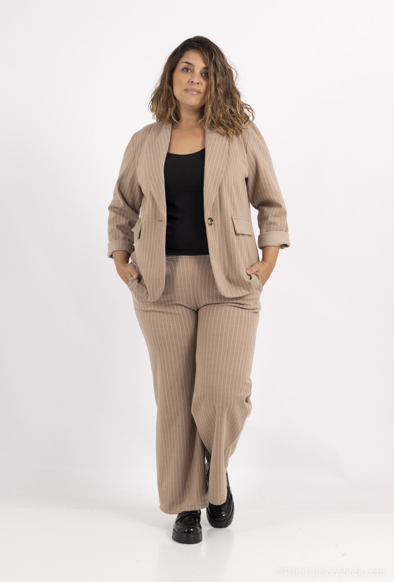 Grossiste D&L CREATION - Veste tailleur motif rayures avec un bouton