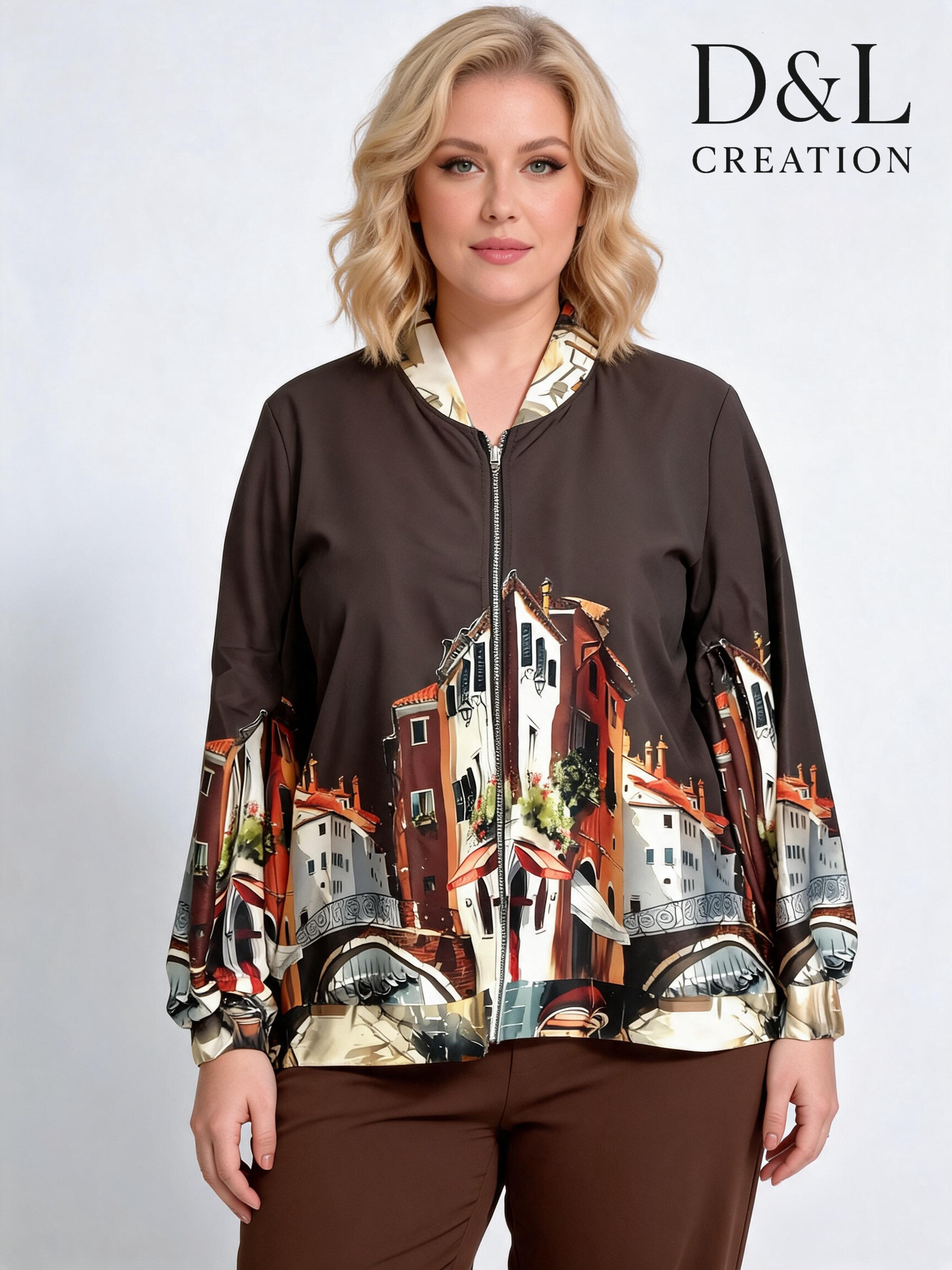 Wholesaler D&L CREATION - Landscape print bomber jacket sizes 38 to 50