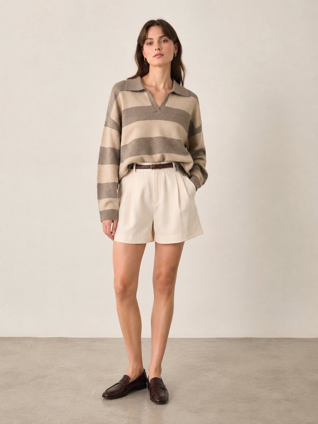 Wholesaler D&M MAGLIFICIO - RIVIERA STRIPED SWEATER WITH COLLAR