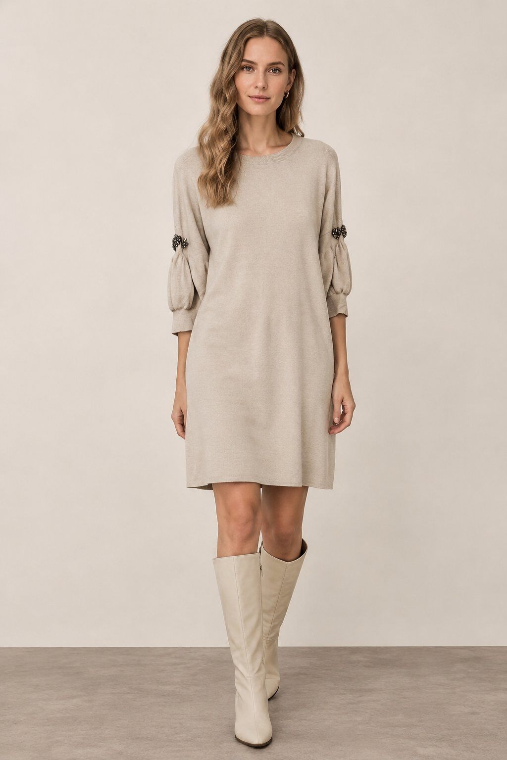 Wholesaler D&M MAGLIFICIO - DRESS WITH JEWEL SLEEVES