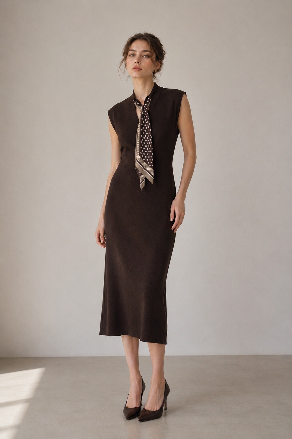 Wholesaler D&M MAGLIFICIO - ELEGANT POLKA DOT MIDI DRESS