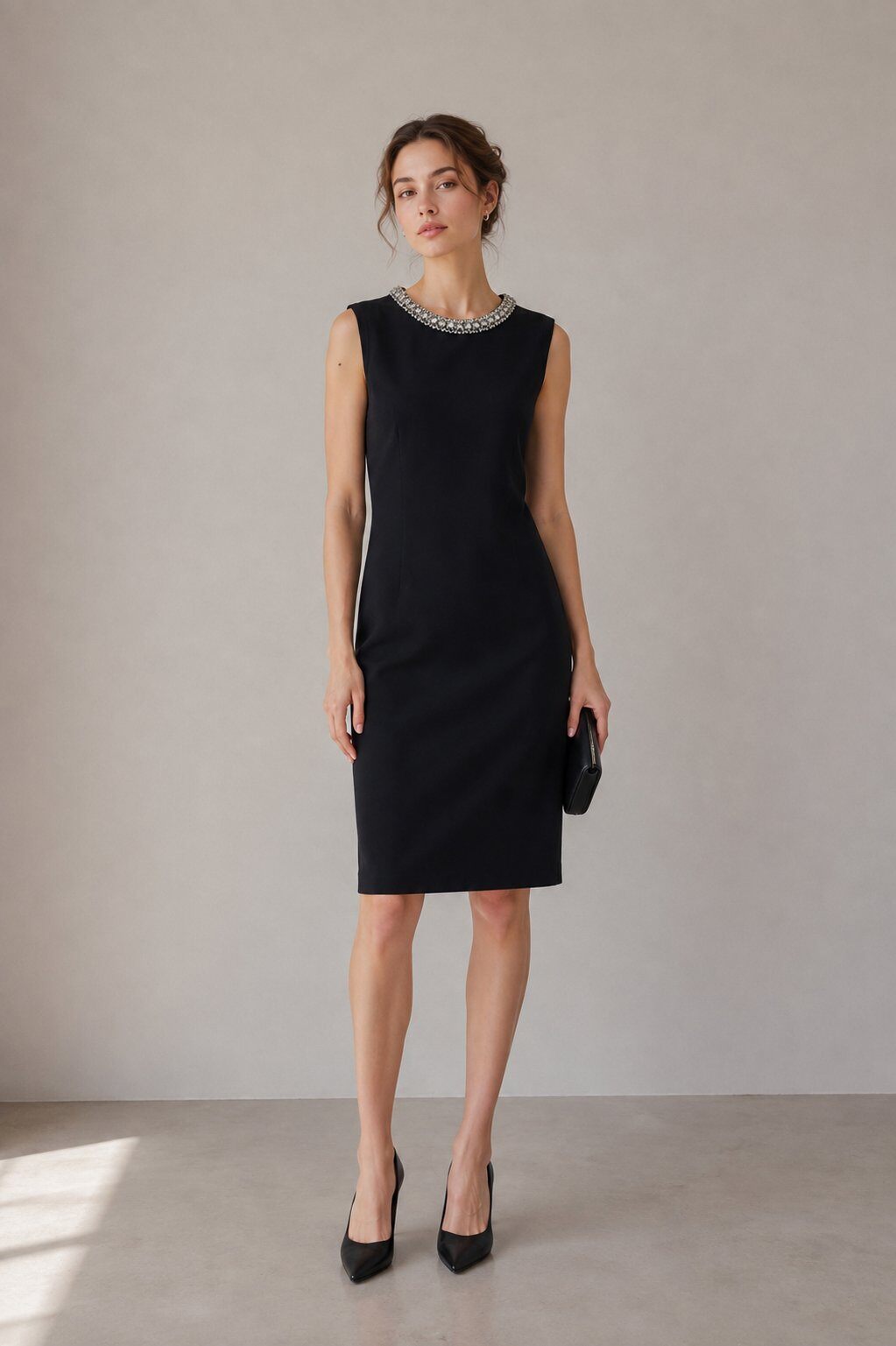 Wholesaler D&M MAGLIFICIO - LUMIÈRE DRESS WITH JEWEL NECKLINE