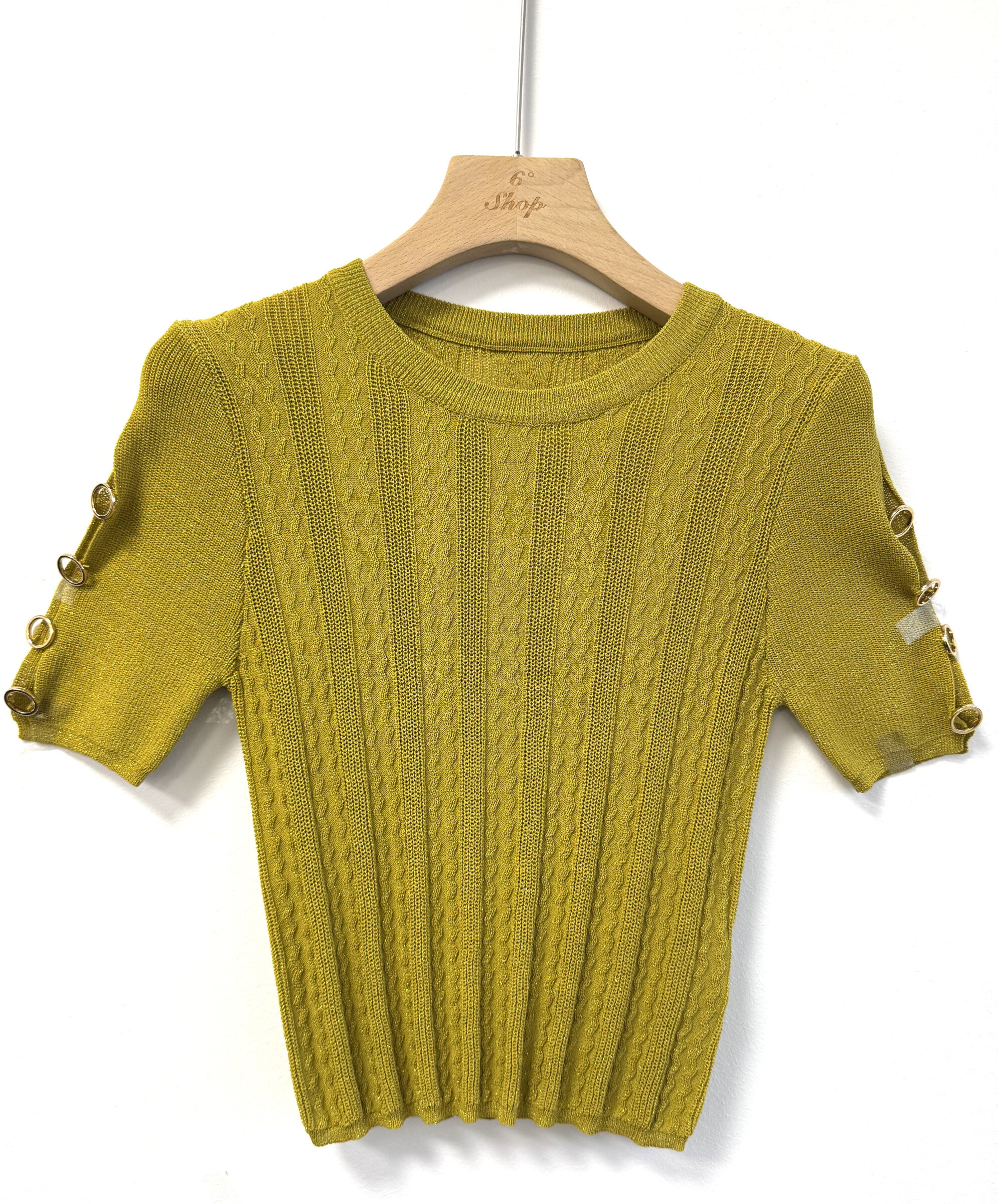 Wholesaler D&M MAGLIFICIO - Transparent T-shirt with metal ring on the shoulders