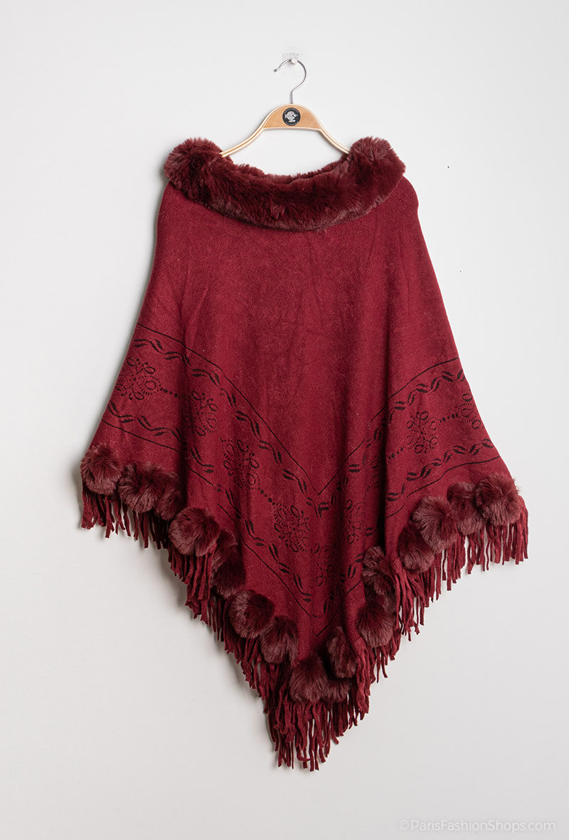 Grossiste Da Fashion - Poncho avec pompons et franges