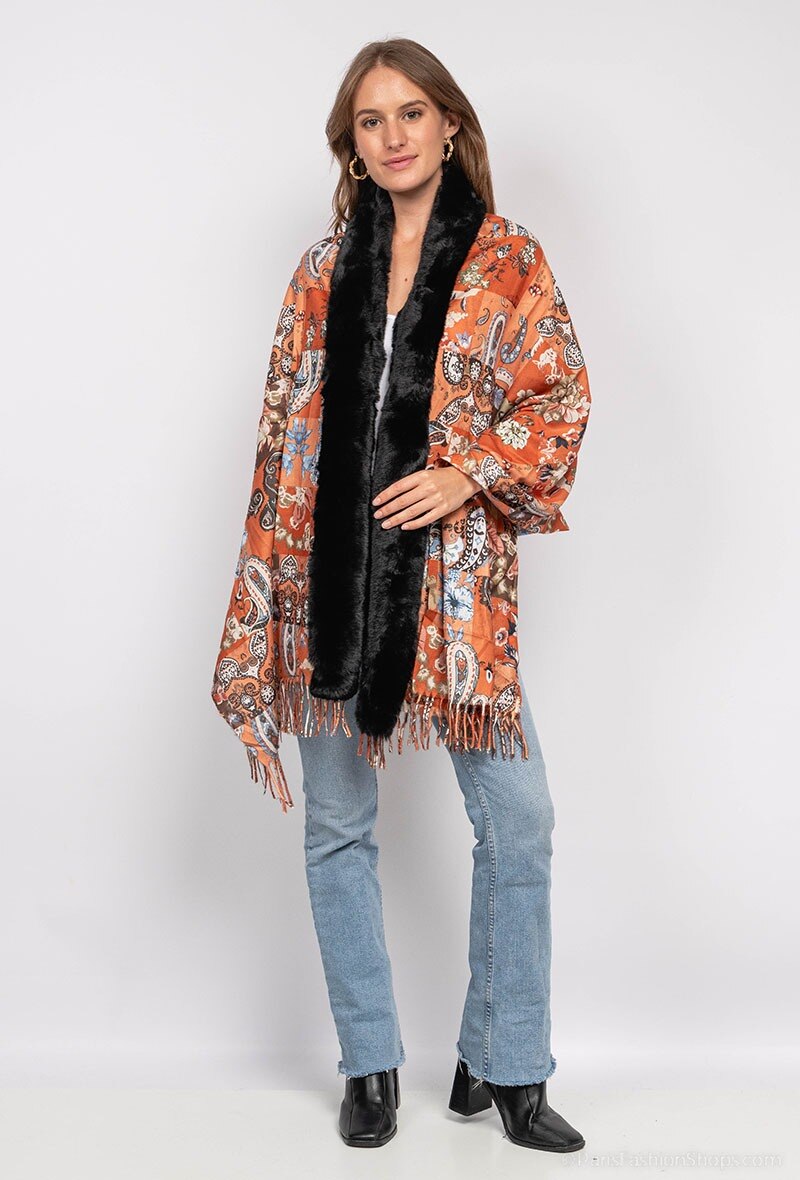 Grossiste Da Fashion - Chale bordure fausse fourrure