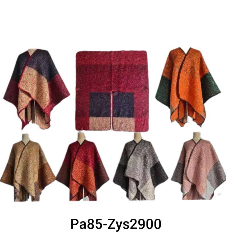 Wholesaler Da Fashion - Open poncho with tie and faux fur trim