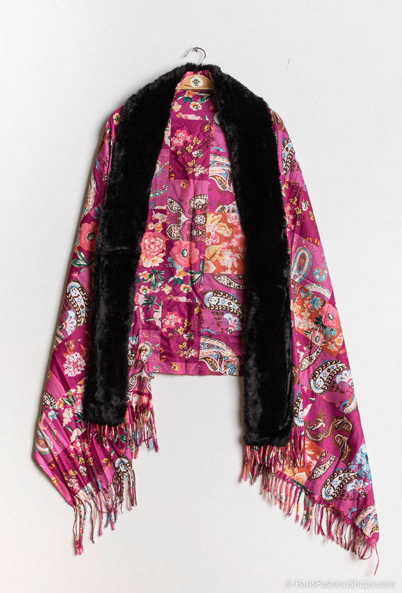 Grossiste Da Fashion - Chale bordure fausse fourrure