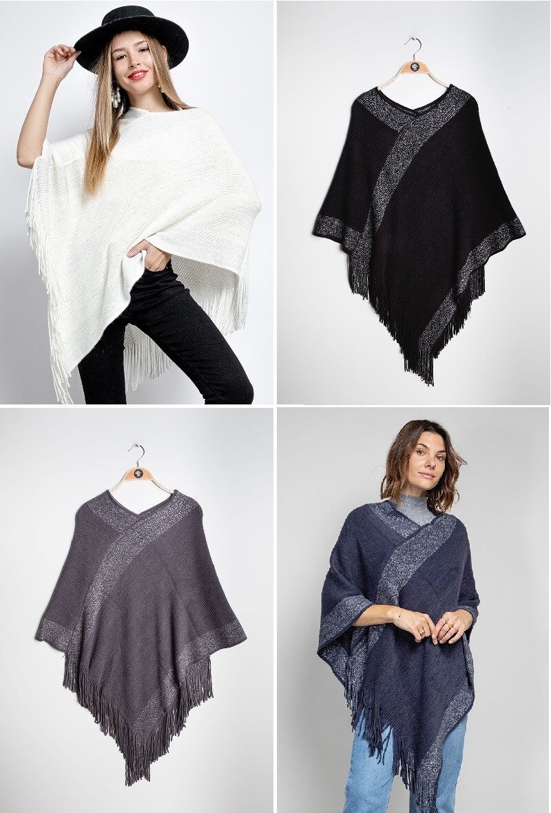 Grossista Da Fashion - poncho lurex argento