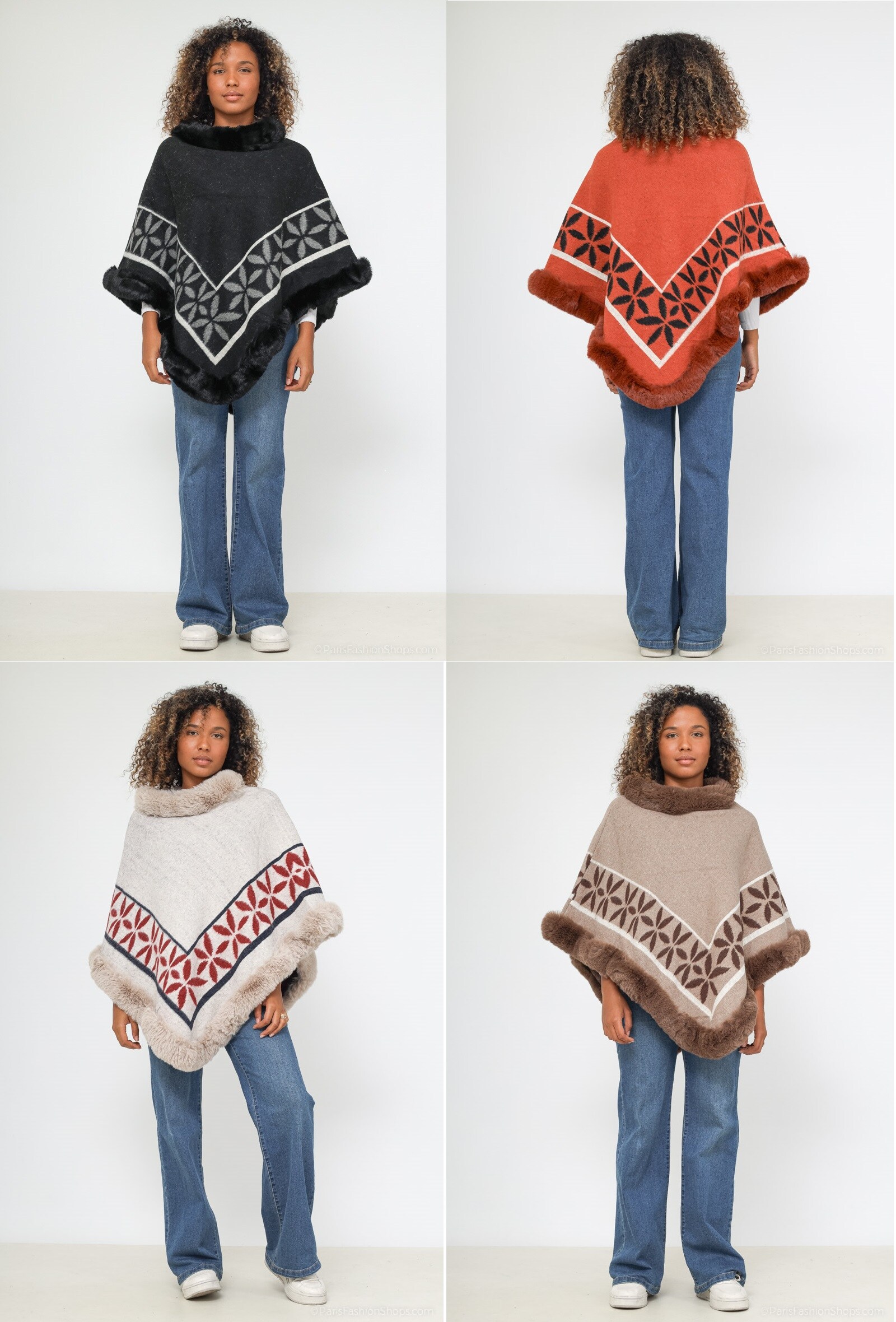 Grossista Da Fashion - Poncho invernale con pelliccia sintetica