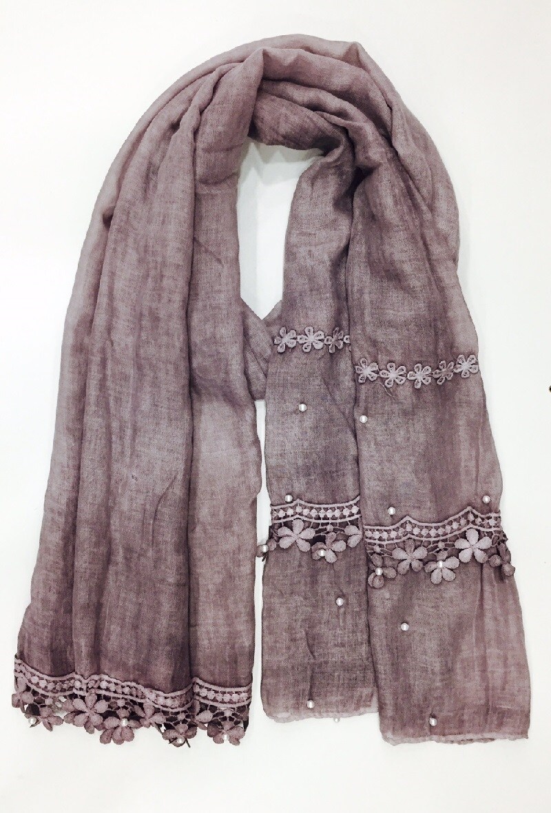 Großhändler Da Fashion - Perlen Schal mit Blumen
