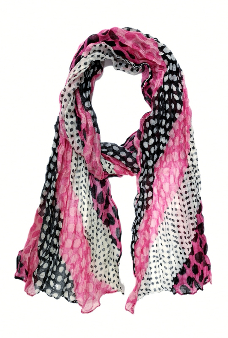 Wholesaler Da Fashion - Low price crinkled scarf with polka dot pattern