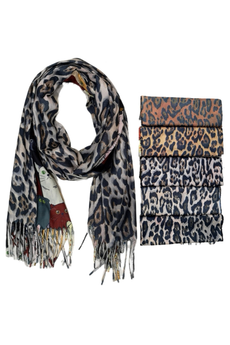 Grossiste Da Fashion - chale double face 2en1 panthere / chat