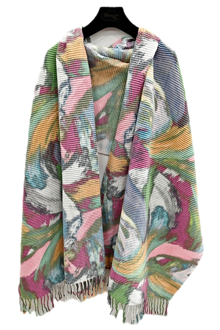 Grossiste Da Fashion - écharpe hiver multicolore étirable plissé