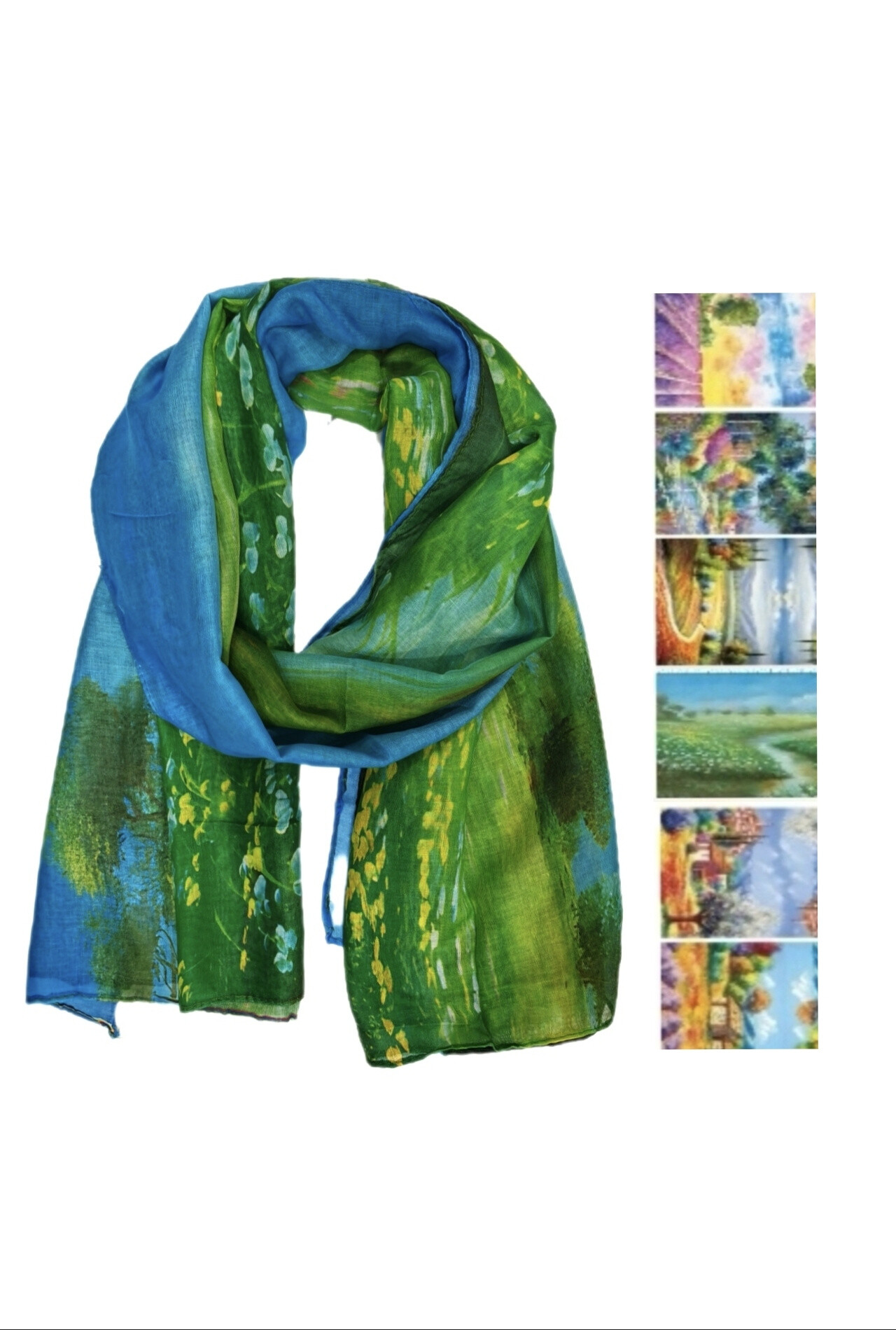 Grossiste Da Fashion - écharpe fin peinture paysage/nature
