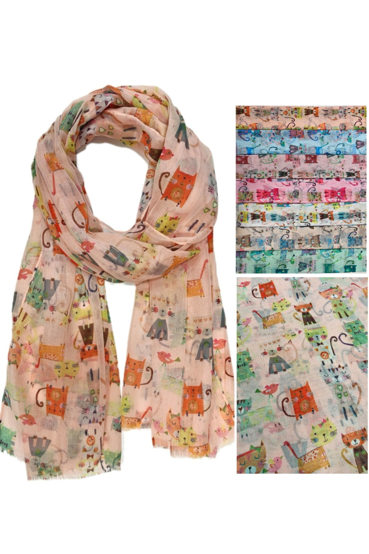 Wholesaler Da Fashion - Silk/viscose heart print scarf