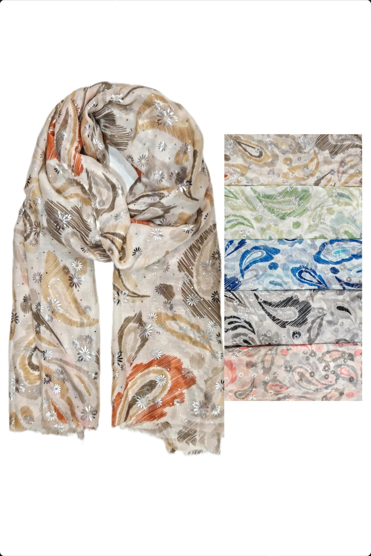 Wholesaler Da Fashion - brilliant silver flower printed cashmere
