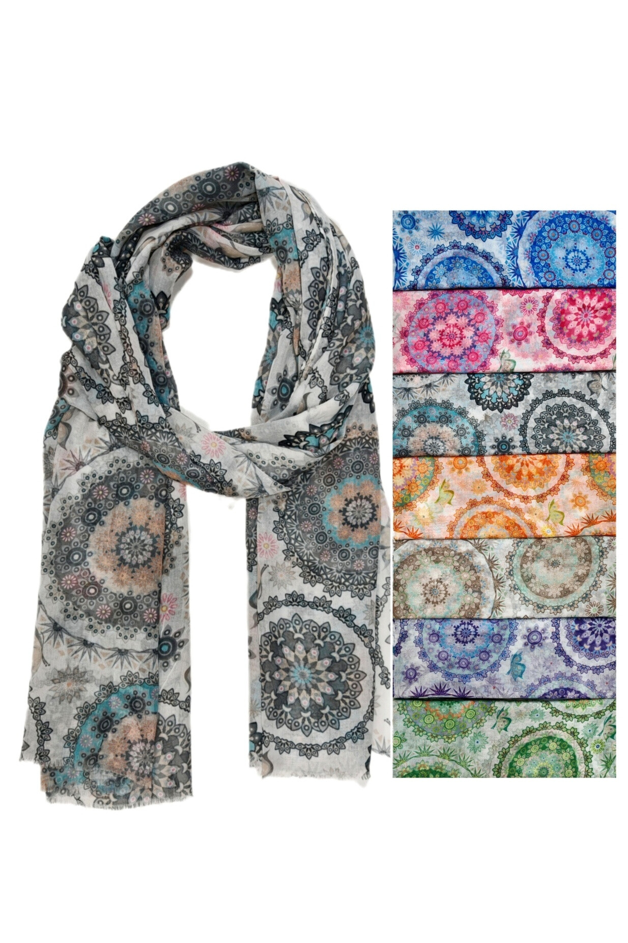 Mayorista Da Fashion - Fular de seda/viscosa con estampado de corazones