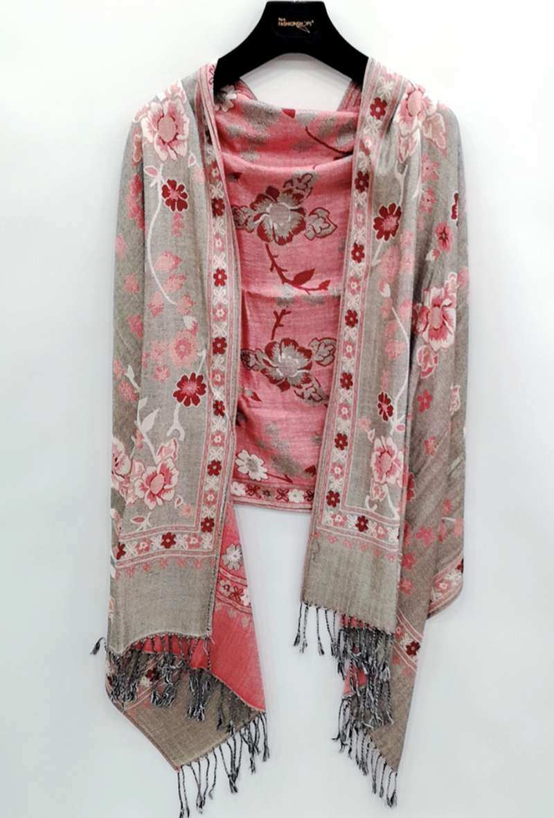 Grossiste Da Fashion - Écharpe épaisse double face fleurs