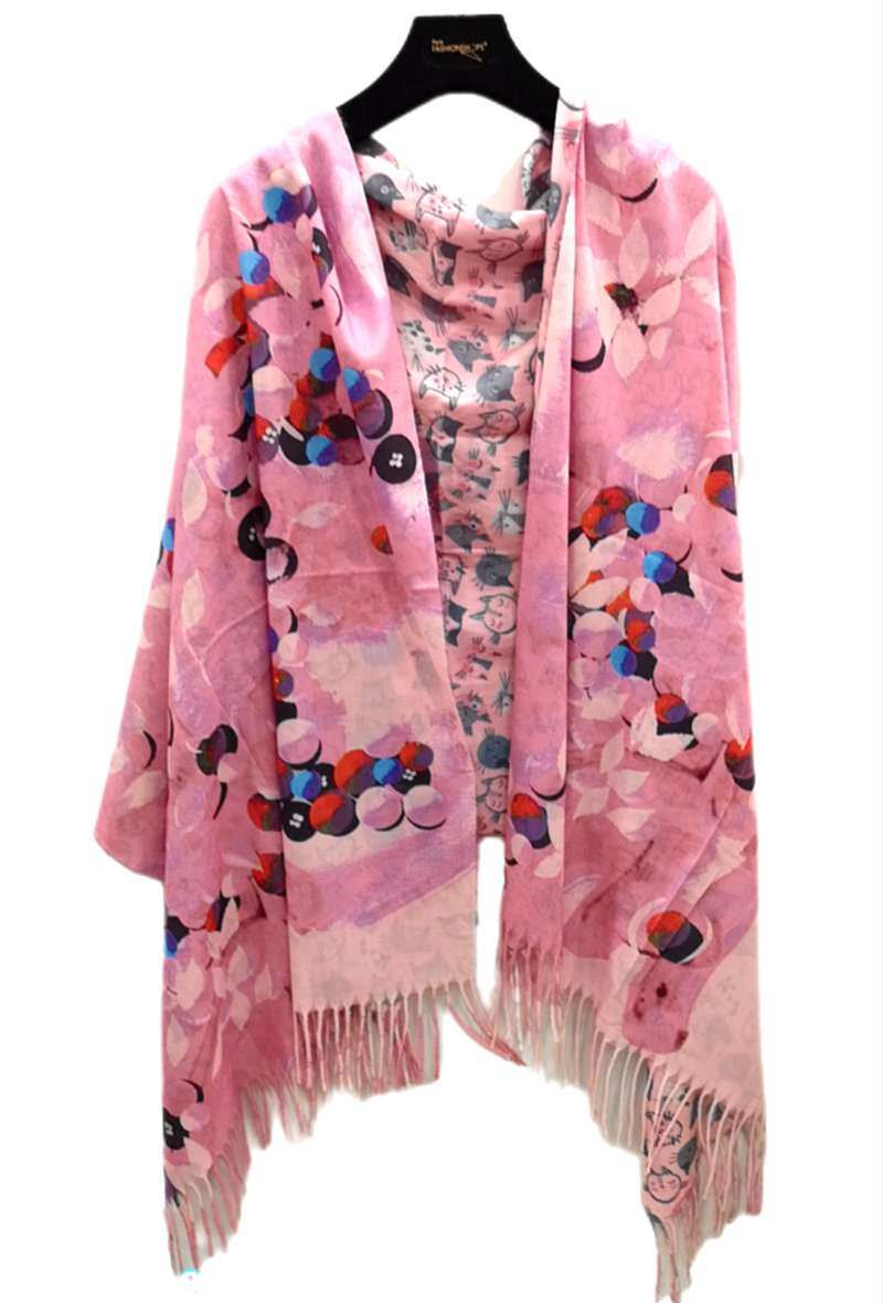 Mayorista Da Fashion - Mantón doble cara estampado paisaje 2 caras