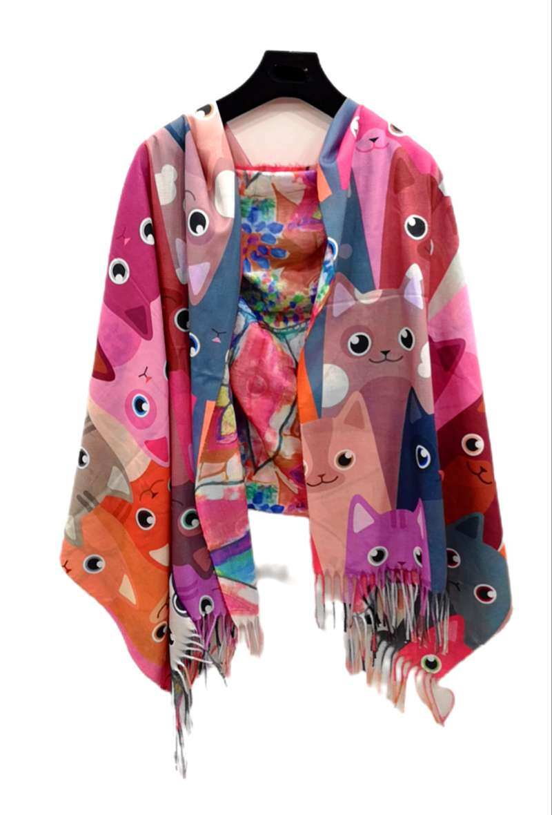 Mayorista Da Fashion - Mantón doble cara estampado paisaje 2 caras