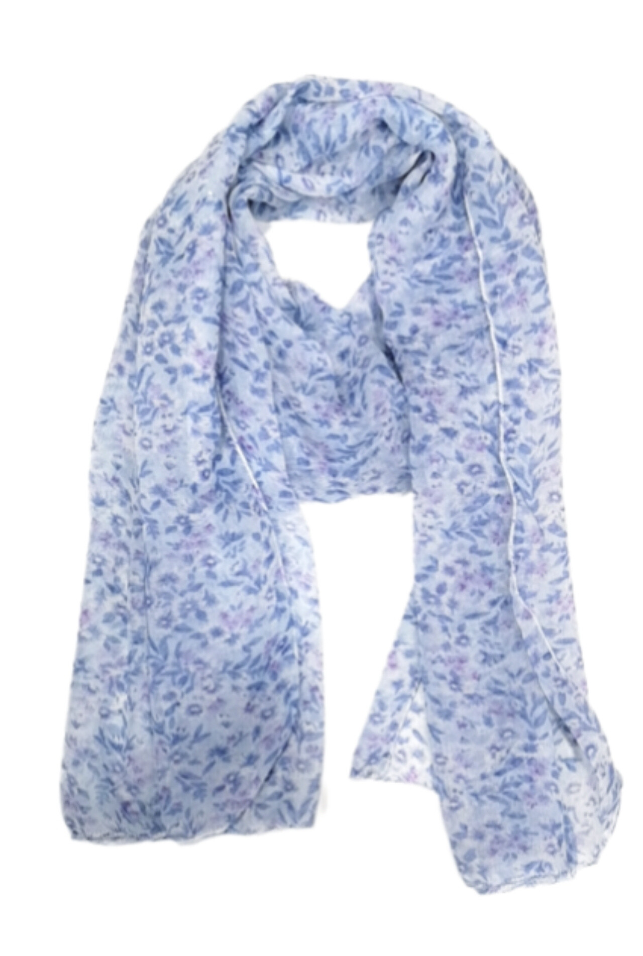 Grossiste Da Fashion - echarpe bleu été fleur promo