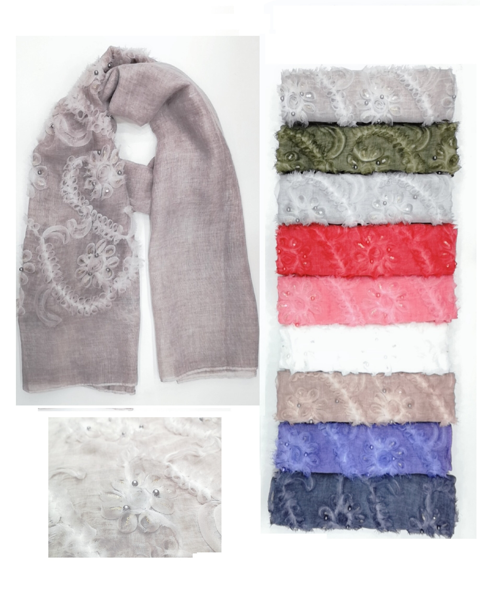 Wholesaler Da Fashion - Uni embroidery scarf