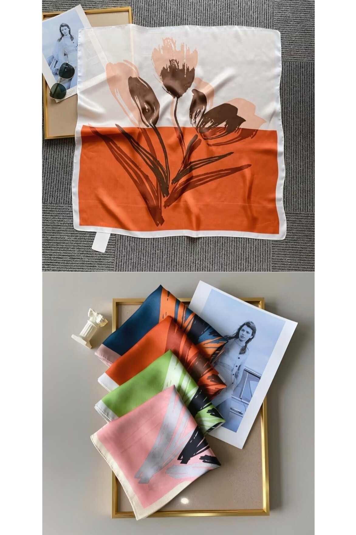 Großhändler Da Fashion - Quadratische Seide / Polyesterschal 70x70 cm
