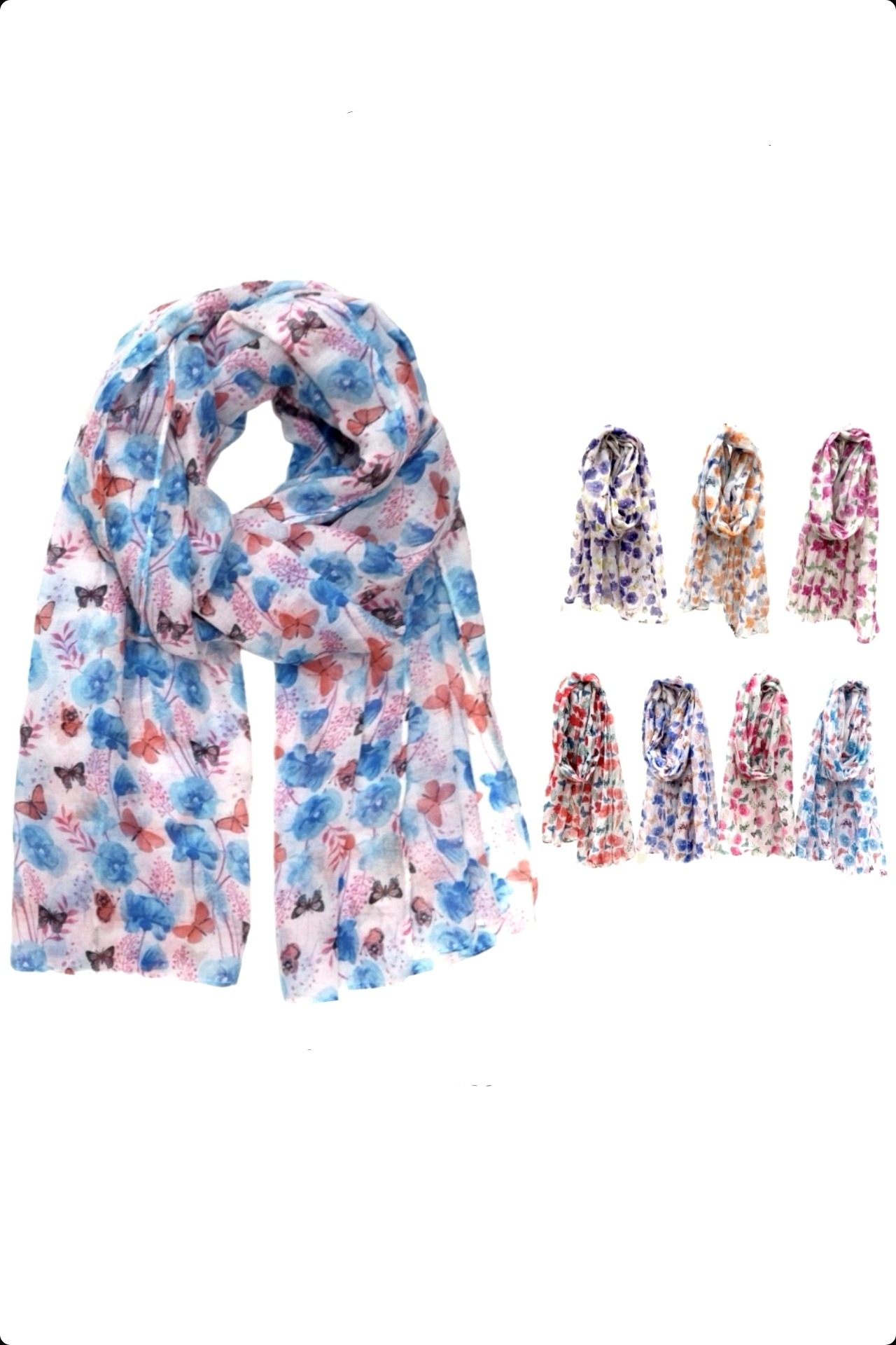 Grossiste Da Fashion - écharpe foulard été papillon fleur