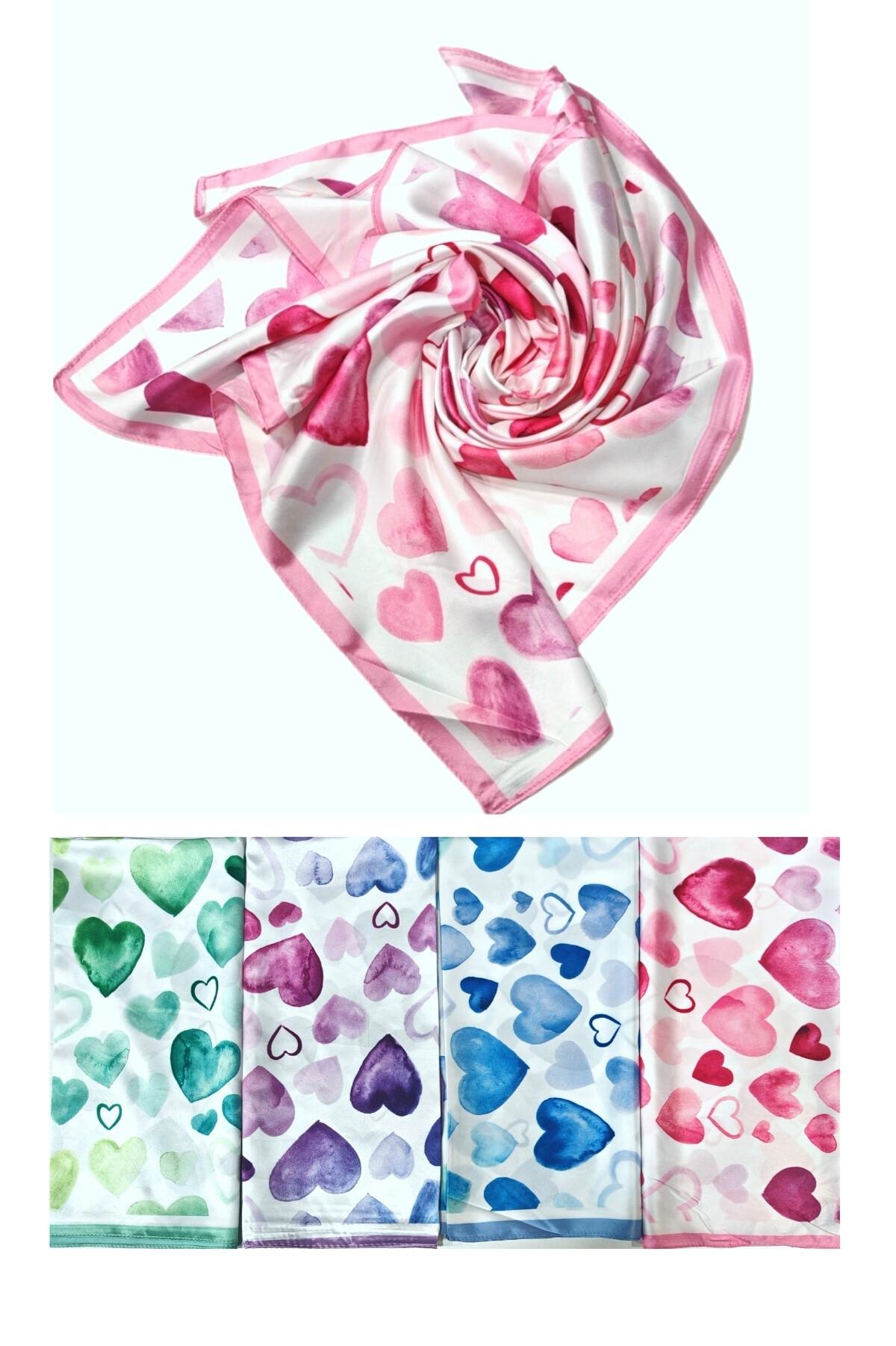 Großhändler Da Fashion - Herzbedruckter Schal aus Seide/Polyester