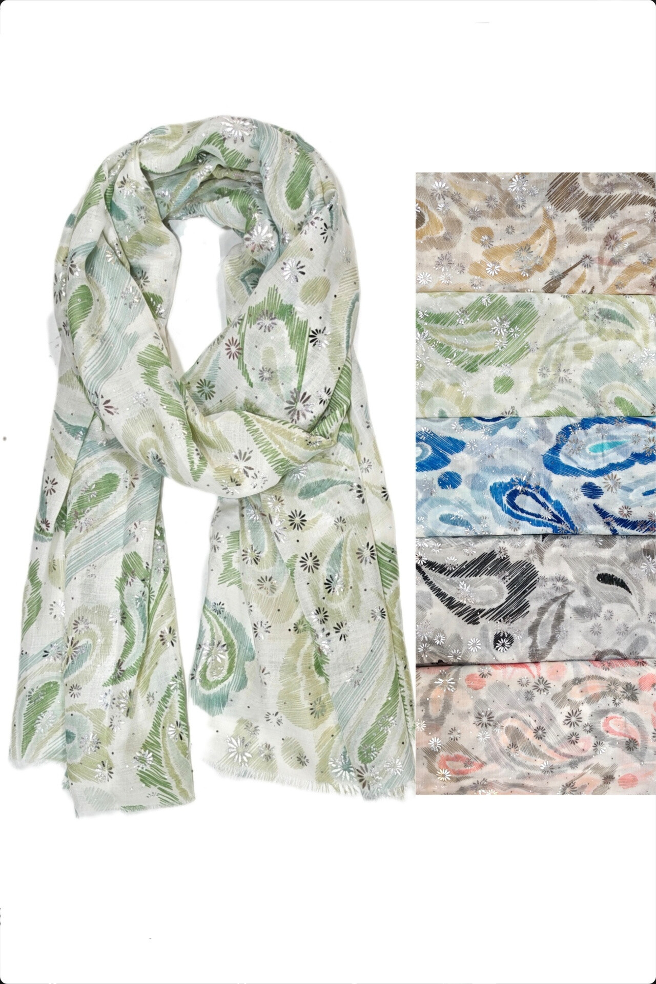 Wholesaler Da Fashion - brilliant silver flower printed cashmere