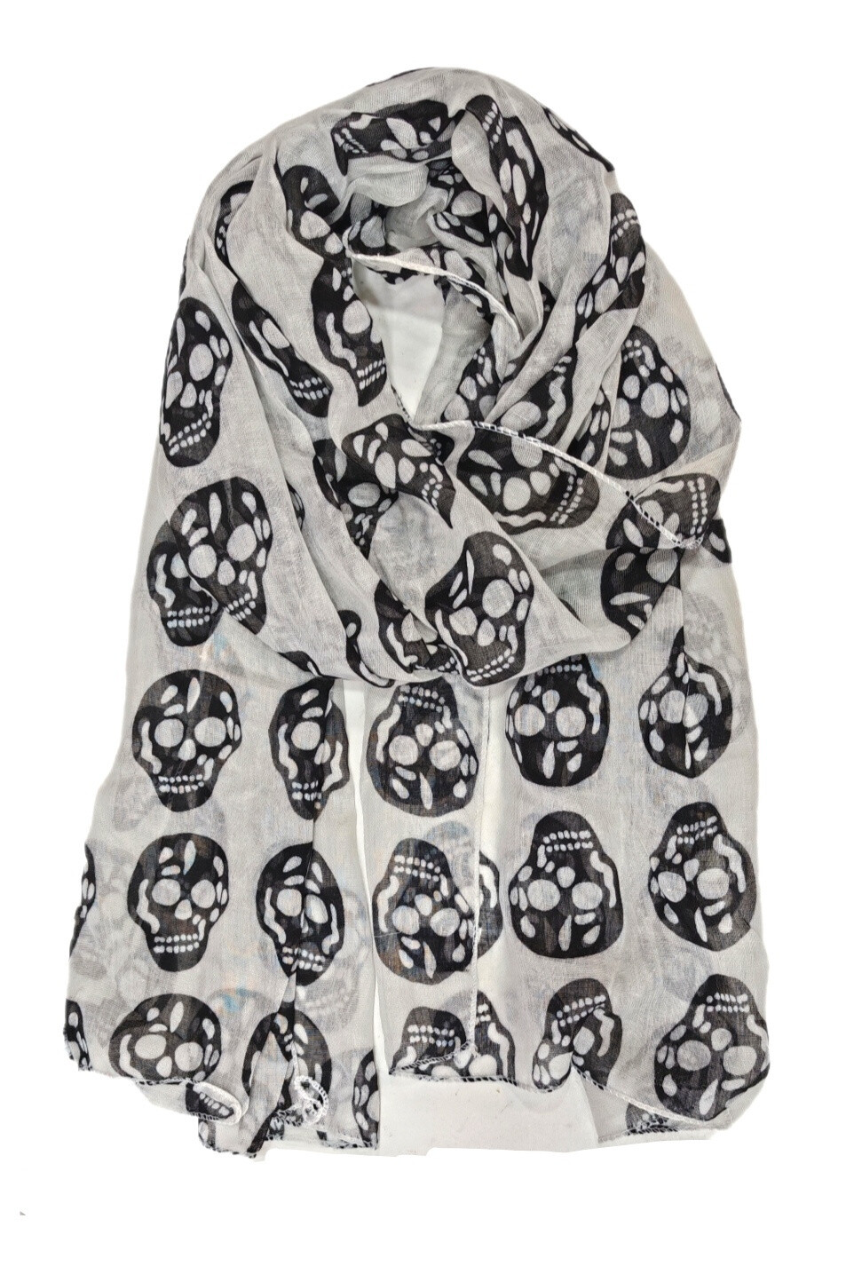Grossiste Da Fashion - foulard tete de mort squelette noir et blanc