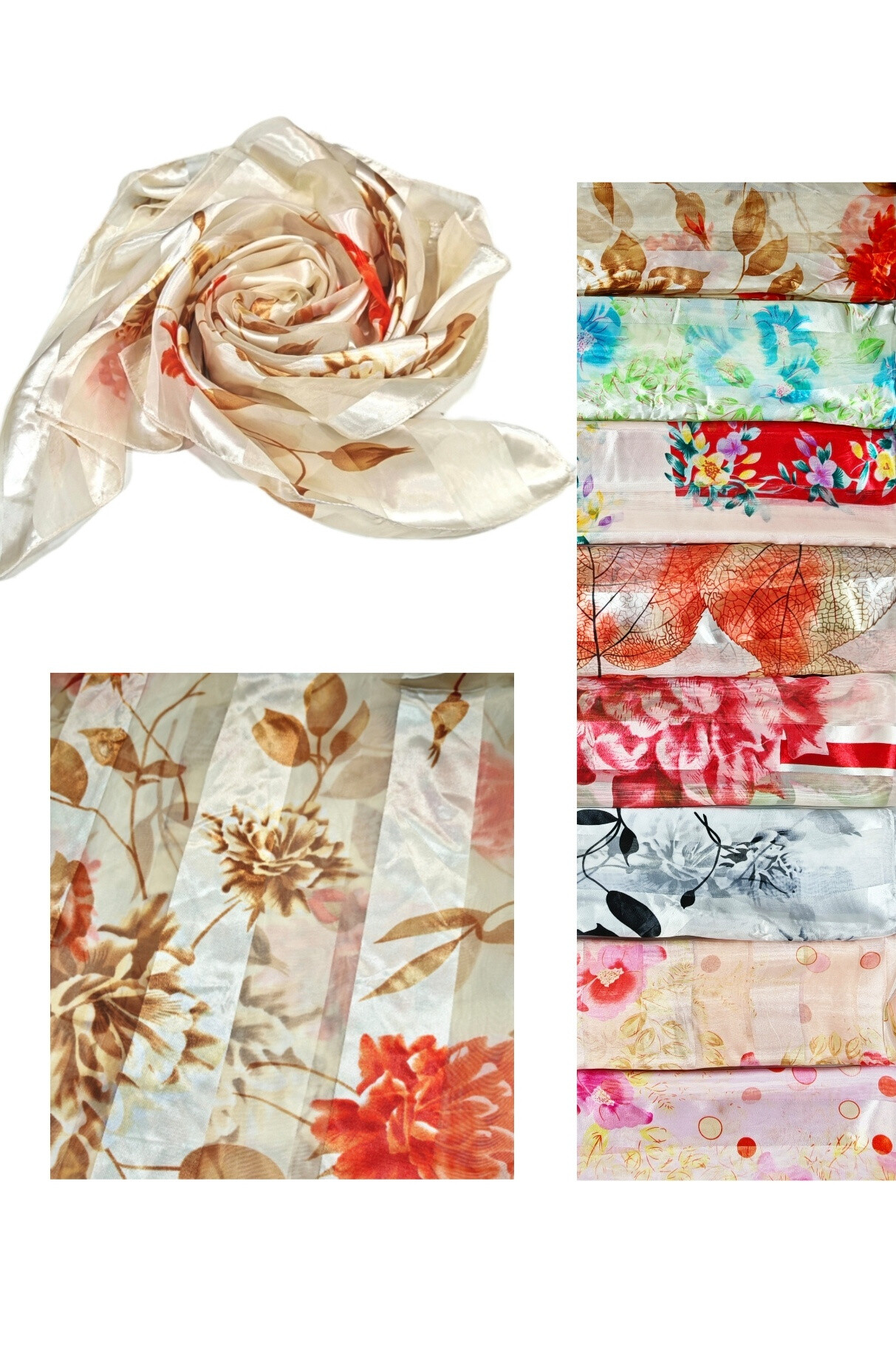 Wholesaler Da Fashion - Transparent flower -printed square scarf