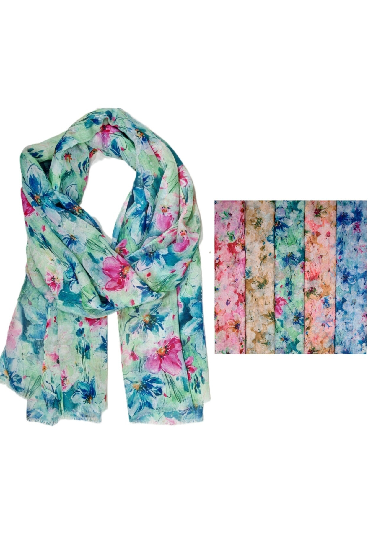 Wholesaler Da Fashion - Fleur printed ending scarf