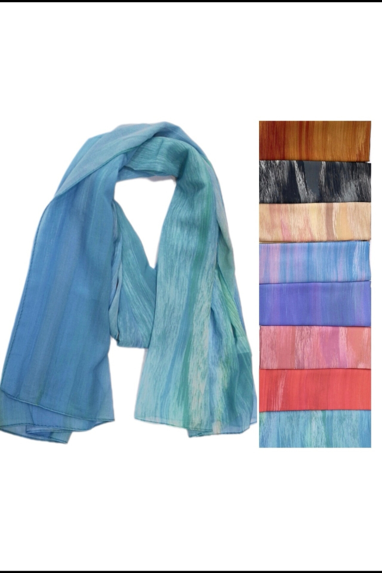 Großhändler Da Fashion - Schlichter zweifarbiger Sommerschal aus Seide/Polyester