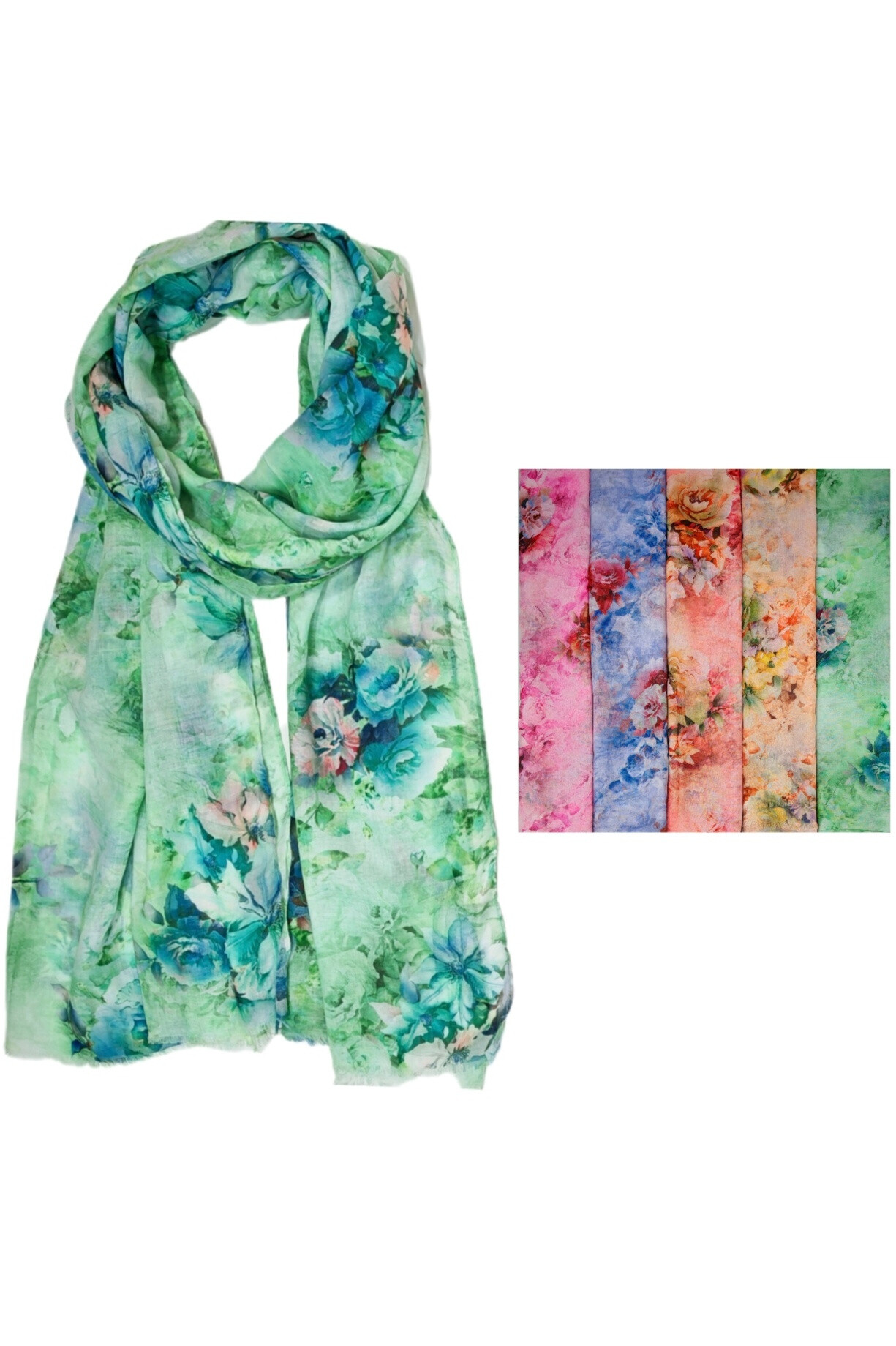 Wholesaler Da Fashion - Fleur printed ending scarf