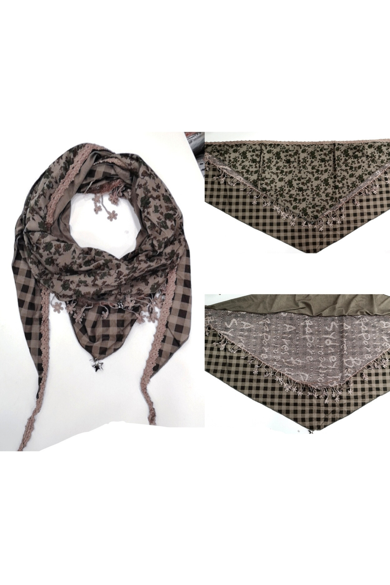 Wholesaler Da Fashion - Taupe flower triangle