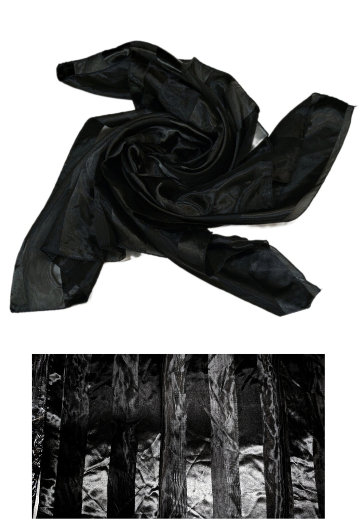 Wholesaler Da Fashion - Square 95x95cm Black transparent striped