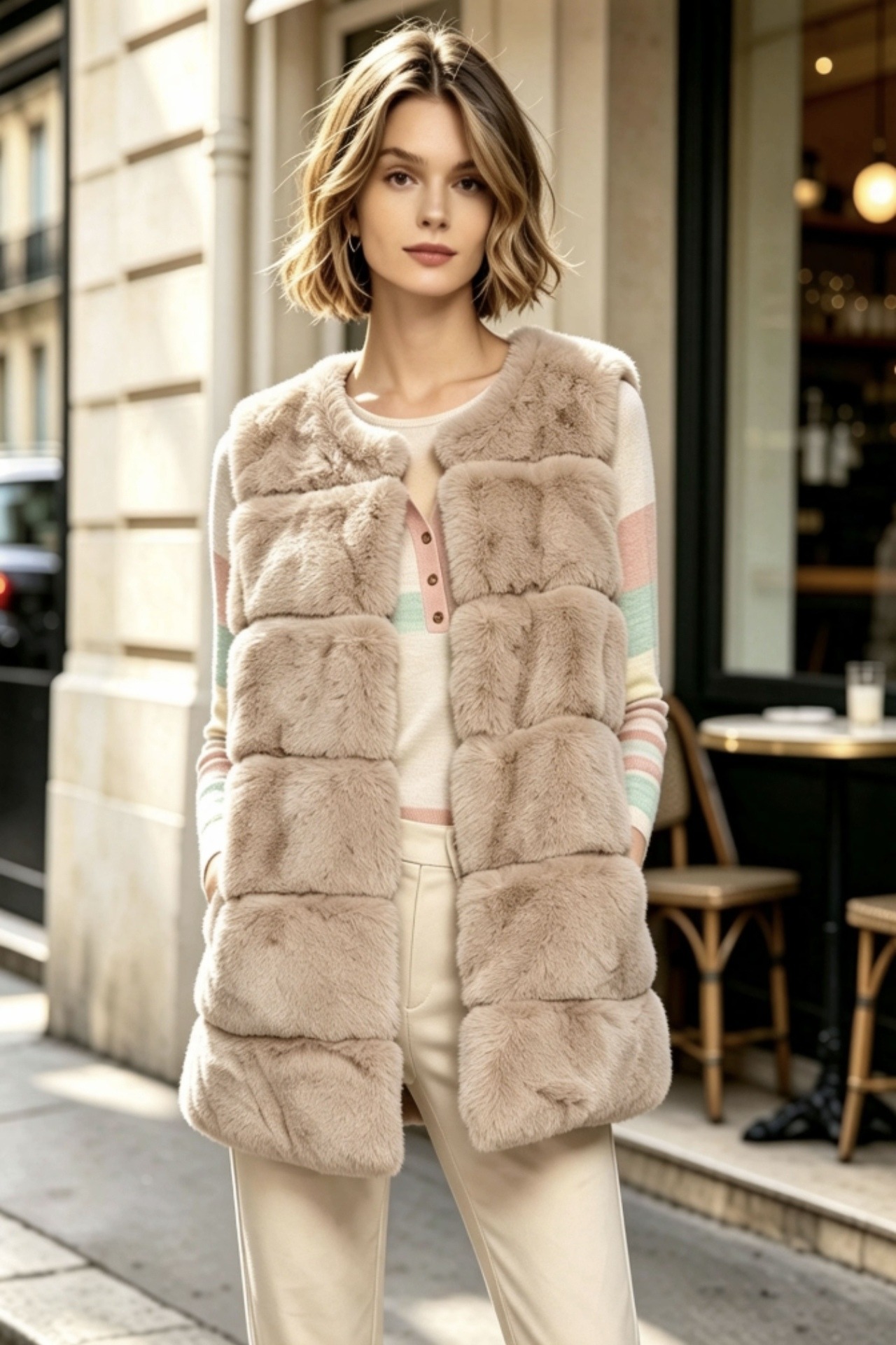 Mayorista Da Fashion - Chaleco de piel sintética disponible en todas las tallas