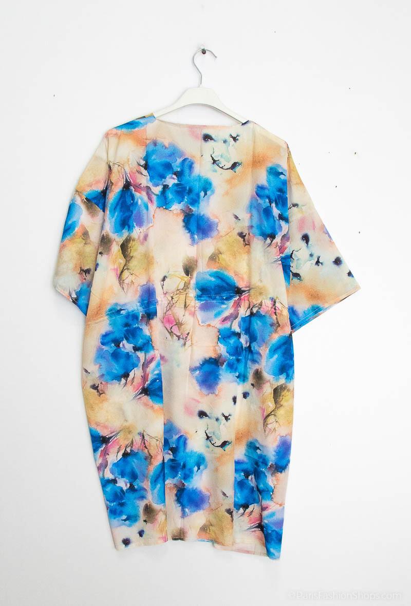 Kimono/túnica abierta - Azul real - 2 - formato grande