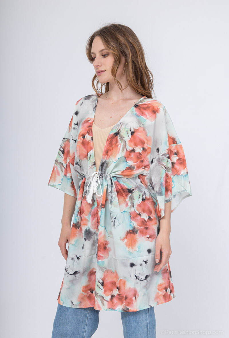 Kimono/túnica abierta - Gris - 1 - formato grande
