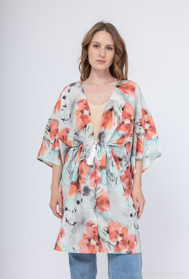 Kimono/túnica abierta - Gris - 2 - formato grande
