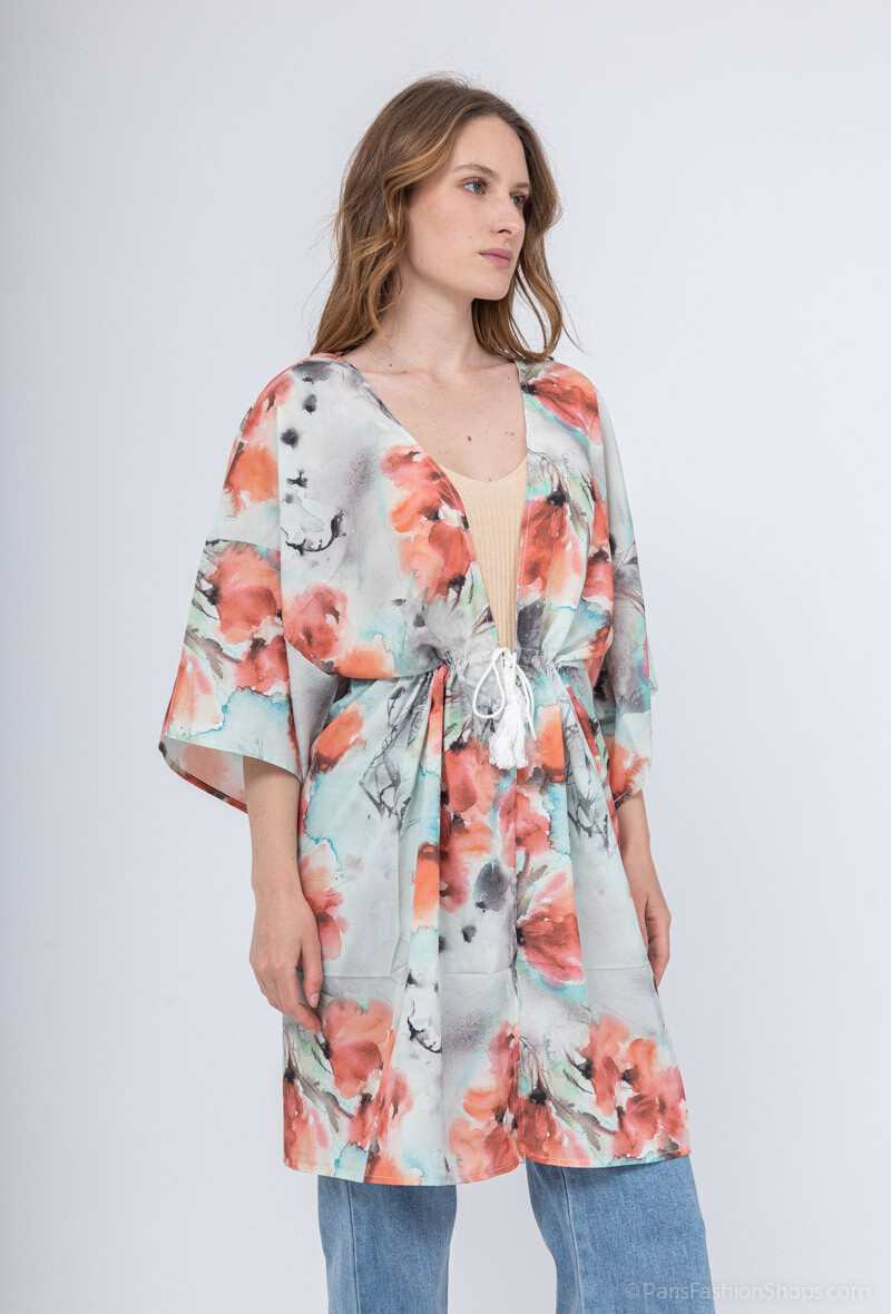 Kimono/túnica abierta - Gris - 3 - formato grande
